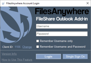 Outlook Addin Login Window
