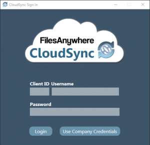 CloudSync Login Window